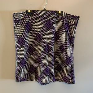 Ann Taylor black and purple plaid skirt, 16